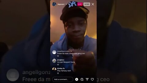 Big scarr on Instagram live listening to one of his songs from his tape🔥