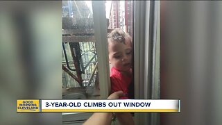 Toddler climbs out window on 7th floor