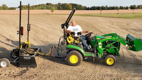VERY LITTLE SLOPE! John Deere 1025R Creates Swale For Water Drainage