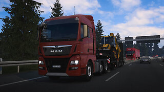 Driving a MAN TGX 520 from Mannheim to Nuremberg with a Backhoe Loader JCB 4CX