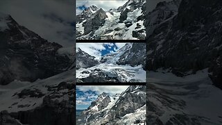 Amazing close up drone view of Eiger glacier in Switzerland