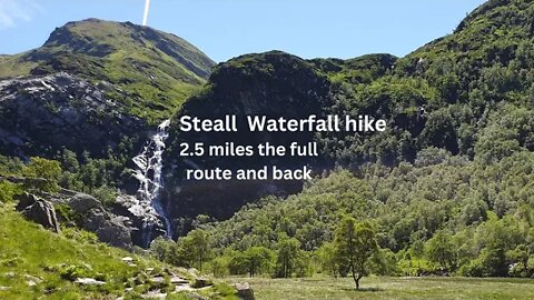 Steall Waterfall hike in summer Glen Nevis Scotland