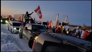 Crowds Cheer Truckers In The Freedom Convoy Against Vaccine Mandates