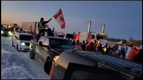 Crowds Cheer Truckers In The Freedom Convoy Against Vaccine Mandates