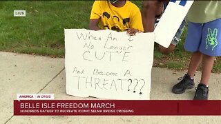 Hundreds participate in 'Freedom March' to Belle Isle