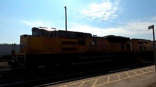 UP 8917 & UP 8143 Engines Manifest Train Eastbound In Ontario