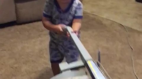 Tot Boy Passionate About Vacuuming