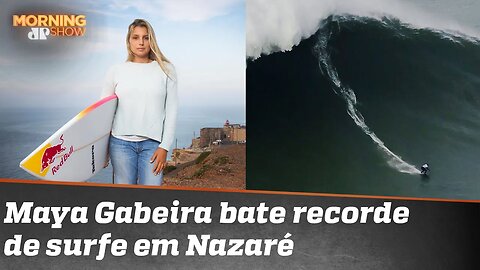 Surfista Maya Gabeira desce montanha d’água e bate próprio recorde. Veja: