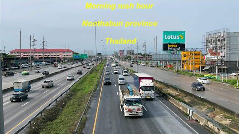 Morning rush hour at Nonthaburi Province in Thailand