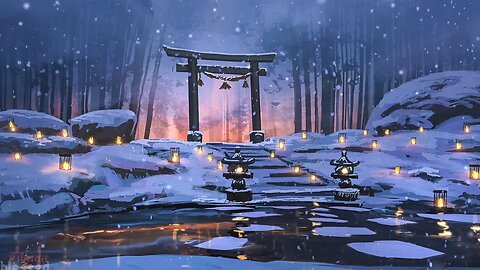 Japanese Winter Ambient with Flute Sounds Background [Sleep, Meditation, Study, Soothing Relaxation]
