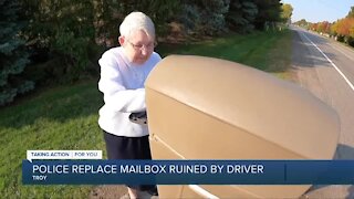Troy police replace residents' mailbox destroyed by reckless driver