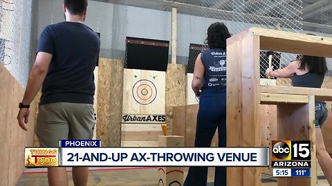 Sneak peek: Ax-throwing venue and bar prepares to open in downtown Phoenix