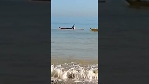 2 Kayakers. Climping beach. Sussex. Uk. April 2021
