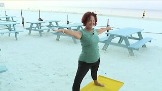 Beach Yoga on Fort Myers Beach at Shucker's