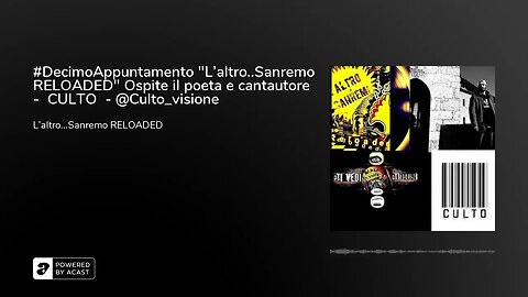 #DecimoAppuntamento "L'altro..Sanremo RELOADED" Ospite il poeta e cantautore - CULTO - @Culto_v...