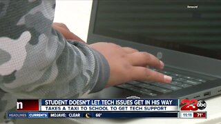 Local student takes taxi to get assistance with distance learning