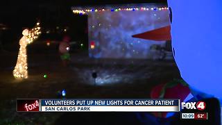 Volunteers put up new lights for cancer patient