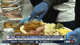 Chef, volunteers feed 200 homeless veterans for Thanksgiving