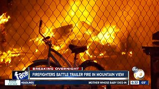 Fire destroys trailer in Mountain View