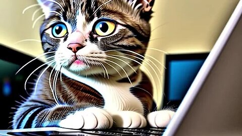 노트북 하는 고양이 Cat Using Laptop