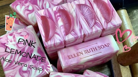 Making 💗 PINK LEMONADE 💗 Aloe Vera Cold Process Soap w/ MP Embeds | Ellen Ruth Soap