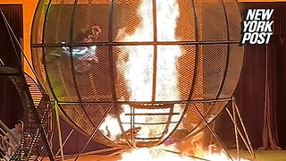 'Globe of Death' motorcycle stunt goes up in flames