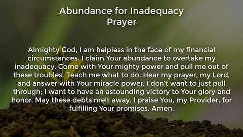 Abundance for Inadequacy Prayer (Miracle Prayer for Financial Help from God)