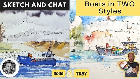 Line and Wash Watercolour Boats - Two artists, two styles - Sketch and Chat 5