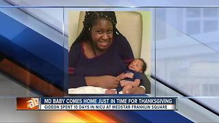 Maryland family gets to take baby home from NICU on Thanksgiving