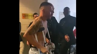 Colby Covington on crutches after Kamaru Usman fight