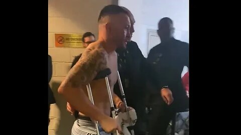 Colby Covington on crutches after Kamaru Usman fight