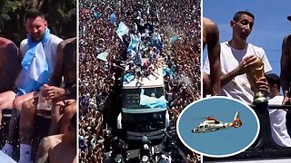 World Cup bus parade in Buenos Aires abruptly halted for safety reasons and moved to HELICOPTERS!