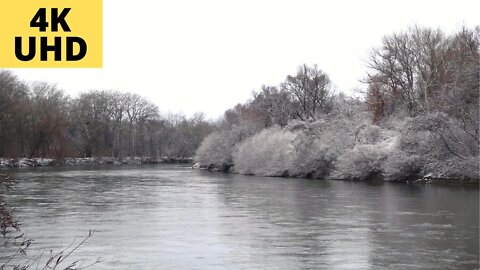 Не часто увидишь такую красоту! 4K Зимний Шум реки. Звуки природы