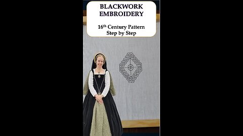BLACKWORK EMBROIDERY | 16th Century Pattern Step by Step | #shorts