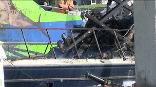 Massive boat fire leaves one man homeless on Fort Myers Beach