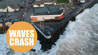 Dramatic footage shows youngsters being washed up in massive waves