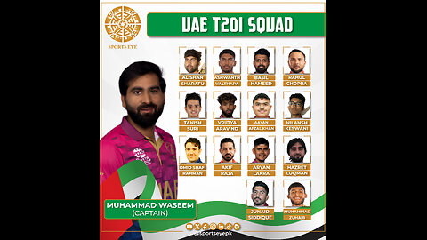 UAE Cricket Team's ICC T20 World Cup 2024 Squad !