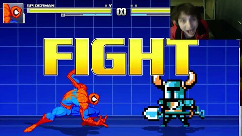 Spider Man VS Shovel Knight In An Epic Battle In The MUGEN Video Game With Live Commentary