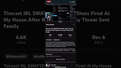 Tim Pools phone message with supposed swatter (archive)