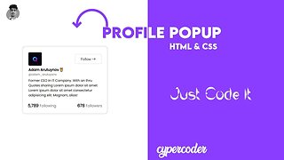 Create Profile Pop Up Using HTML & CSS | Cyper Coder