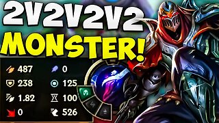 Zed does INSANE DAMAGE in 2v2v2v2!!! League Of Legends Gameplay