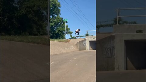 Kickflip into a ditch with ace trucks