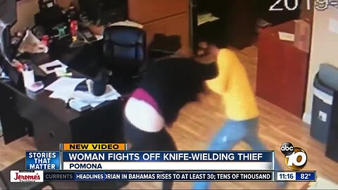 Woman fights off knife-wielding thief in Pomona