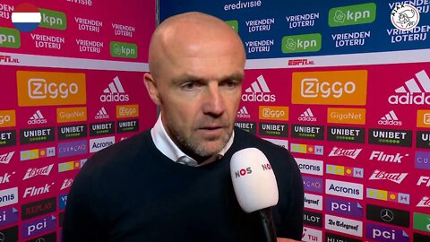 Ajaxtrainer Schreuder over 'Schreuder rot op' spreekkoren: 'Men wordt ongeduldig bij achterstand'.