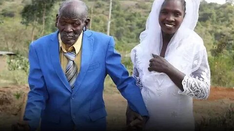 99 years old man marries for the first time to his 40-years-old girlfriend after 20 years of dating