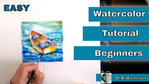 Boat Watercolor - Easy and fun painting tutorial with Watercolor