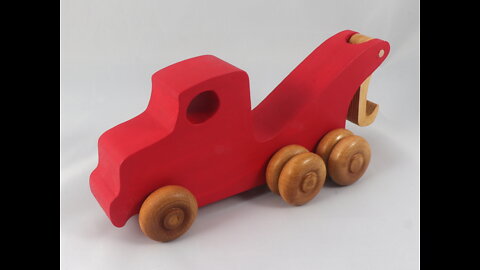 Wood Toy Tow Truck Handmade Painted Choice of Colors Amber Shellac Easy 5 Truck Fleet