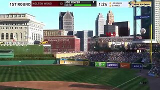 E:1277 22-07-13- Super Joe Blasts a 462 Foot Home Run Derby Shot into Detroit's Hot Dog Stand!