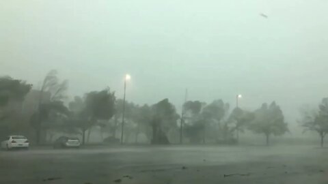 Hurricane-Force Winds Hitting Interstate Car Park (USA)