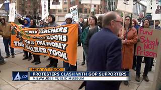 Protesters clash with Gov. Walker supporters outside Milwaukee event